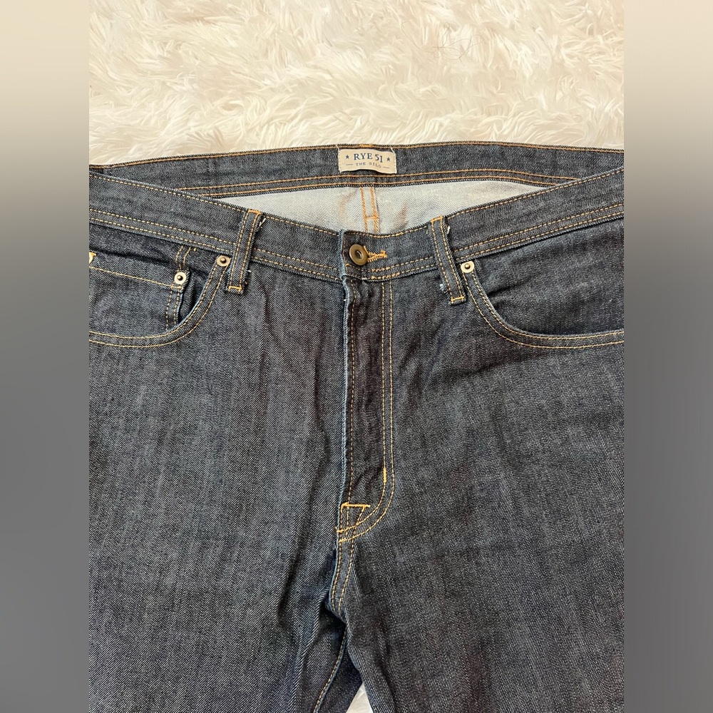 Rye 51 Silo Raw Denim Jeans 36 Navy - Picture 2 of 4